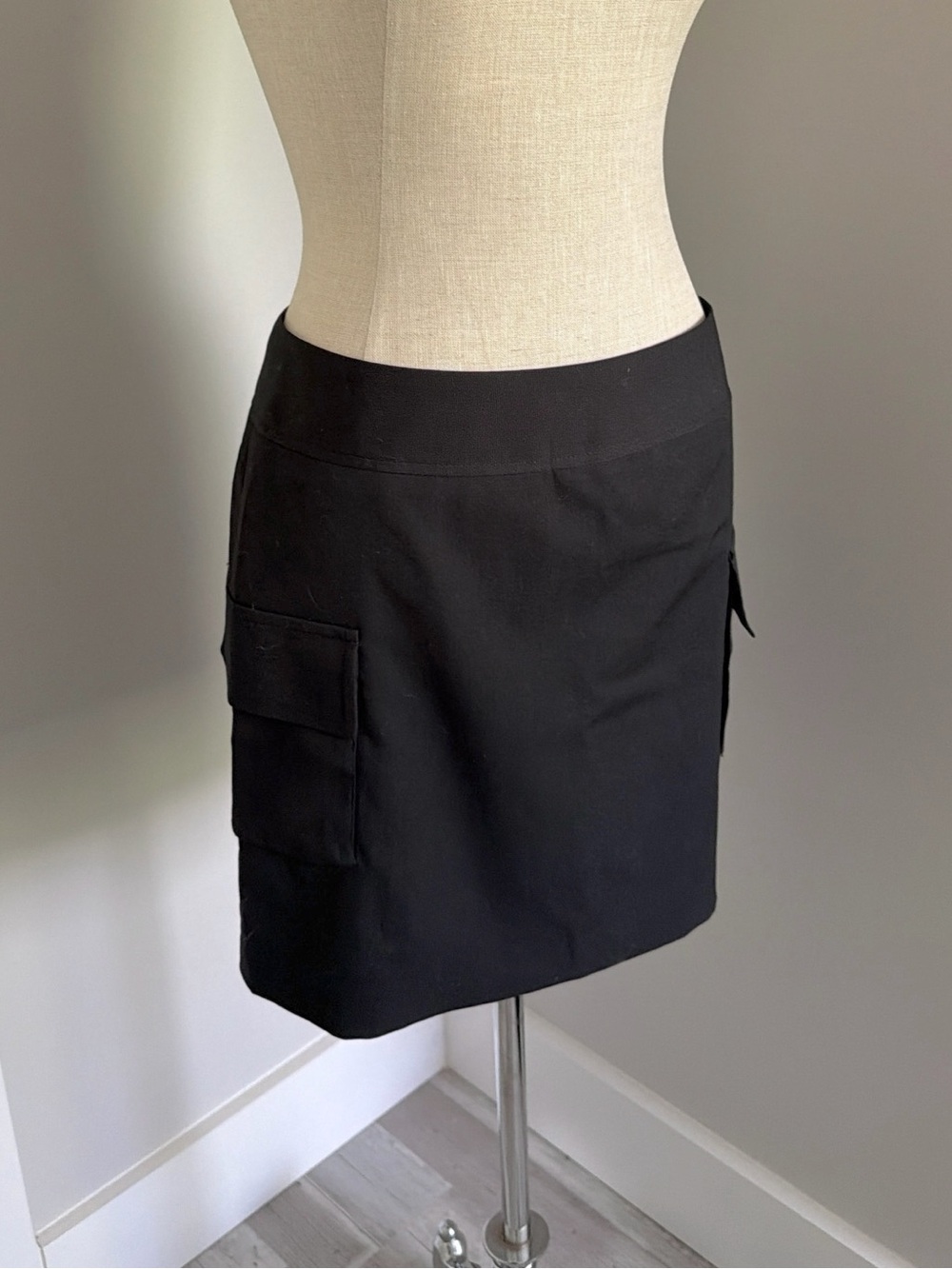 Calvin Klein Black Cargo Pocket Straight Pencil Skirt Pockets Zip, 2